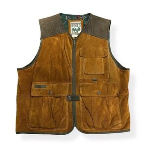 VTG GORDON & FERGUSON 1871 Suede Leather Full Zip Vest 90s Brown 2XL Hunting